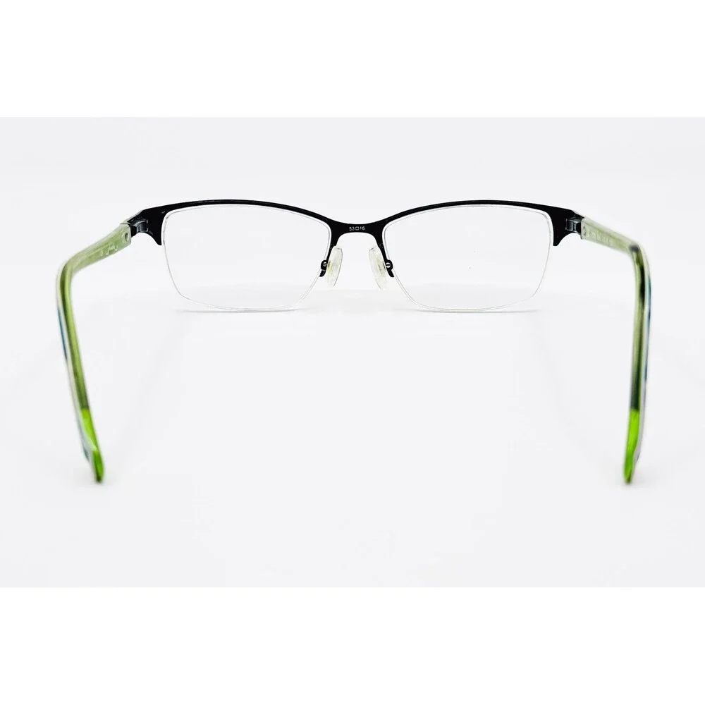Phoebe Eyeglasses Frames Womens Black Green Floral Semi Rimless P272 53-16-135